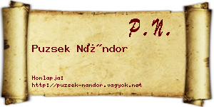 Puzsek Nándor névjegykártya